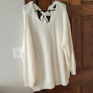 Torrid Cream Knit Sweater with Back Bow